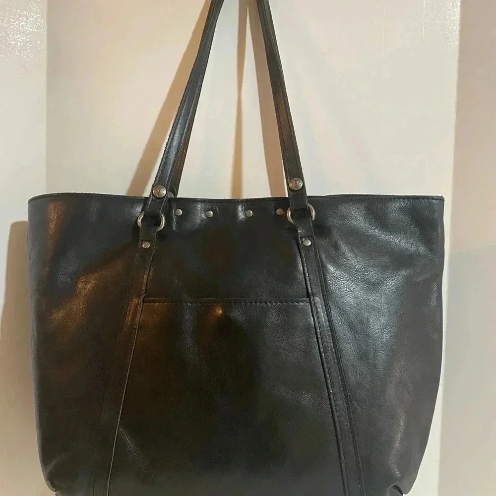 Patricia Nash black leather tote bag